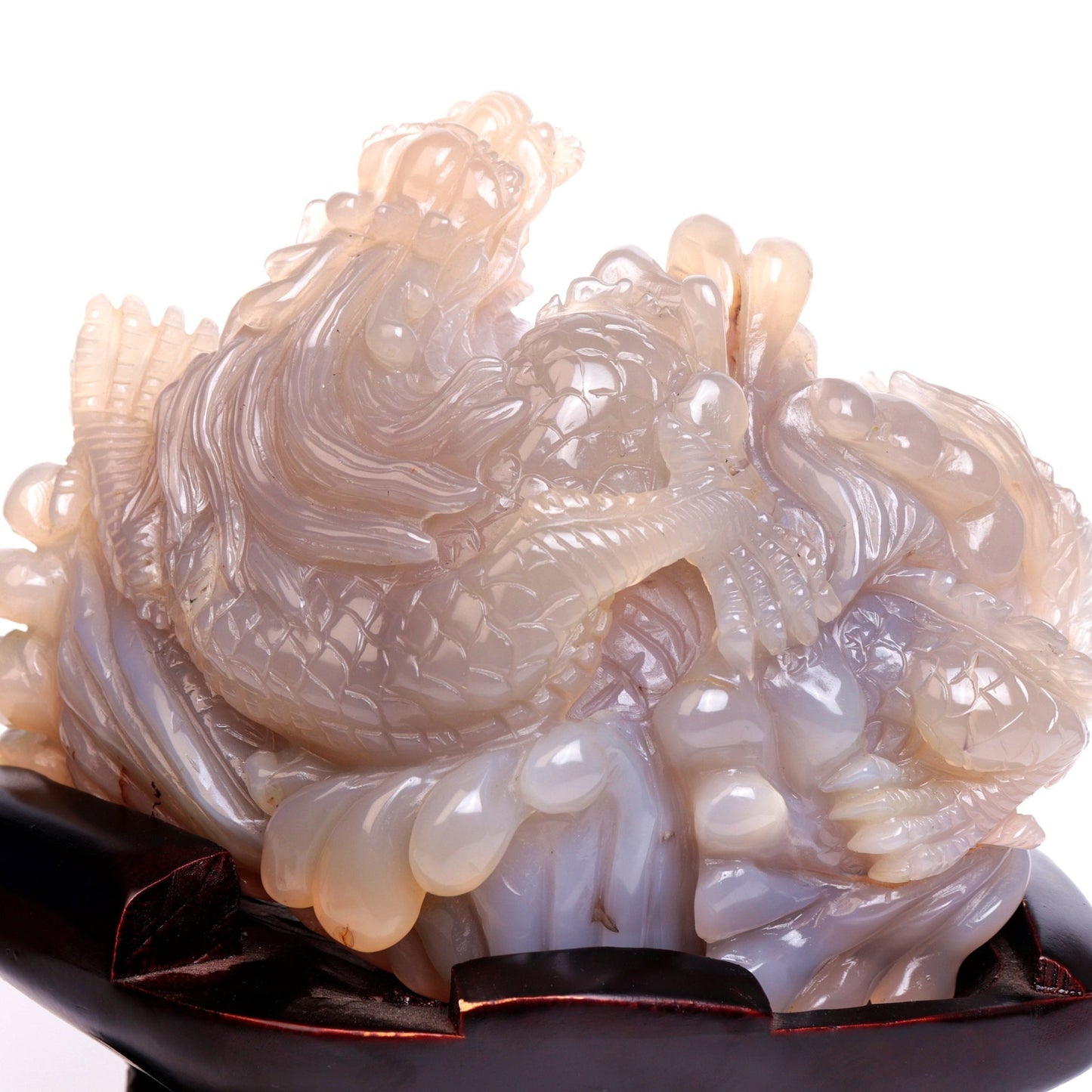 11" Amethyst Agate Geode Crystal Dragon Sphere Sculpture Realistic Quartz Arts - crystaltreasure