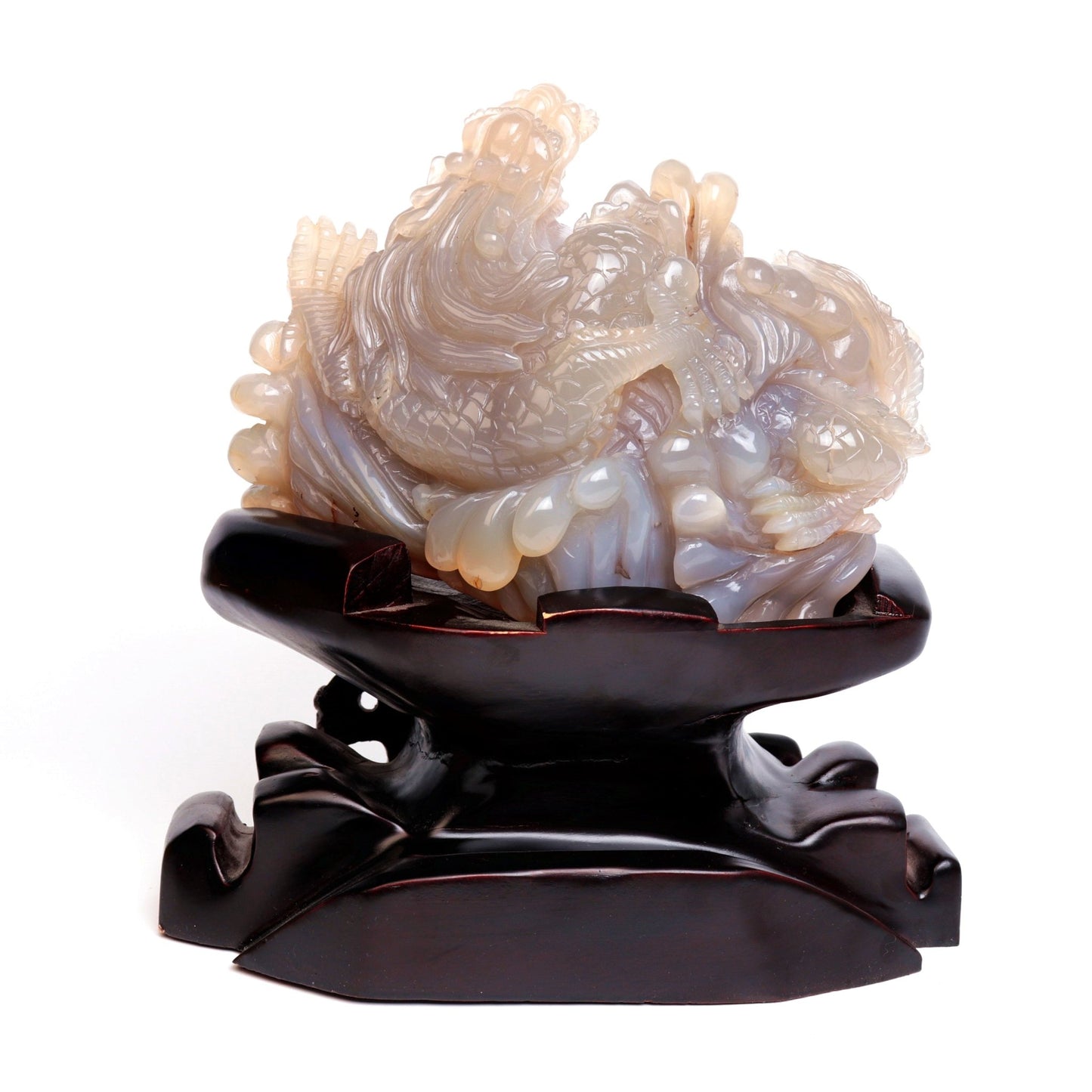 11" Amethyst Agate Geode Crystal Dragon Sphere Sculpture Realistic Quartz Arts - crystaltreasure