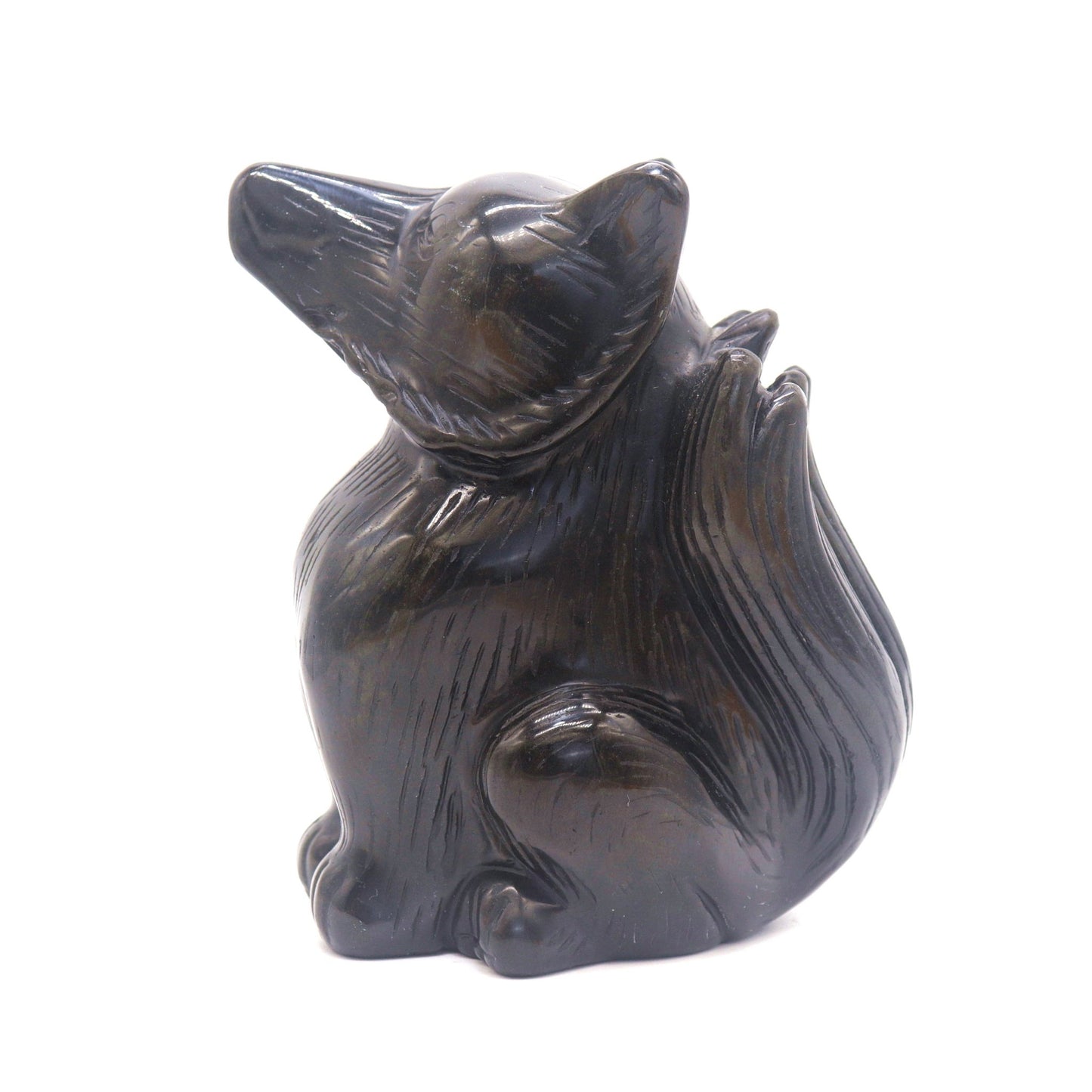 1.9lb HandCarved Gold Obsidian Nine Tail Fox Crystal Healing Quartz Reiki - crystaltreasure