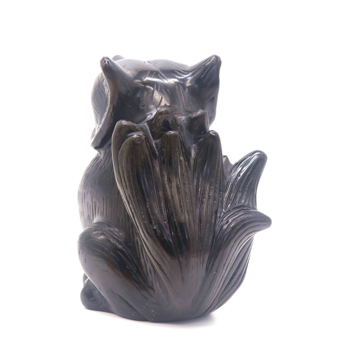 1.9lb HandCarved Gold Obsidian Nine Tail Fox Crystal Healing Quartz Reiki - crystaltreasure