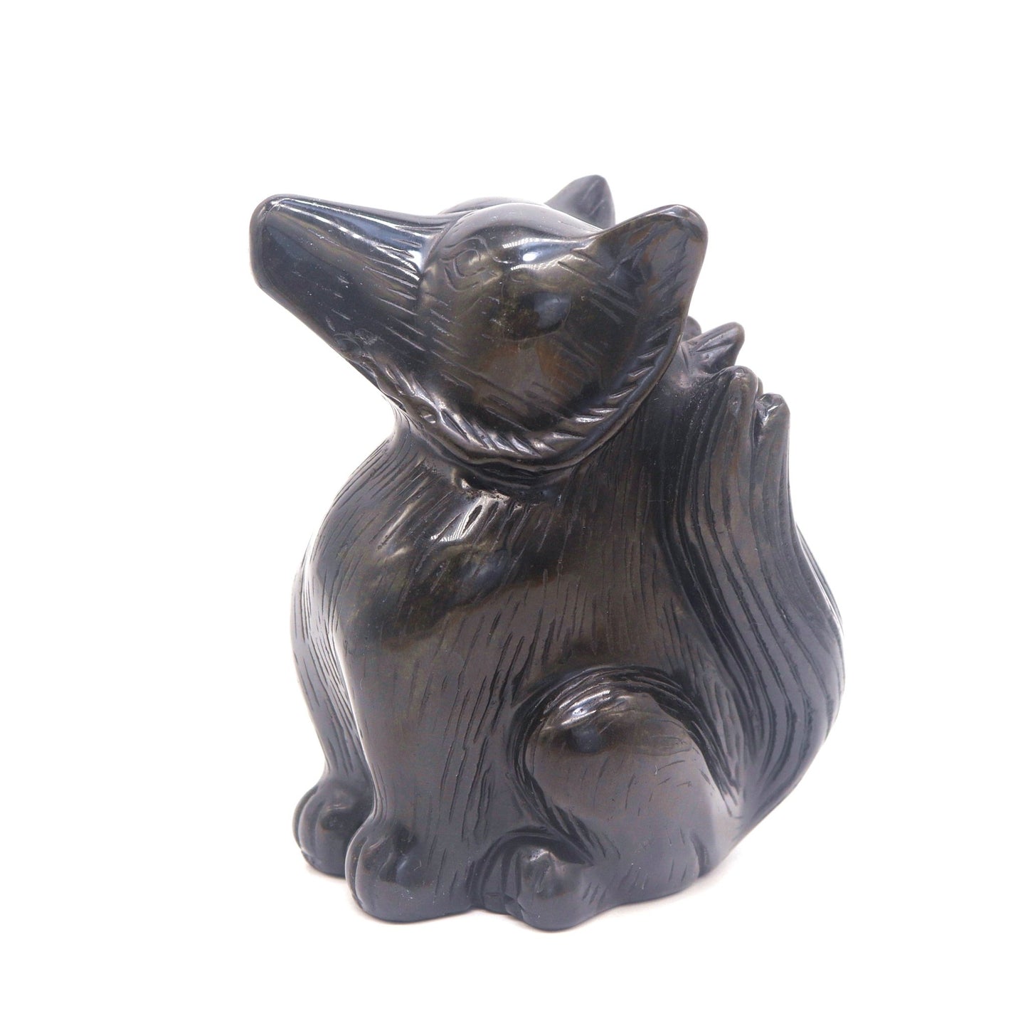 1.9lb HandCarved Gold Obsidian Nine Tail Fox Crystal Healing Quartz Reiki - crystaltreasure