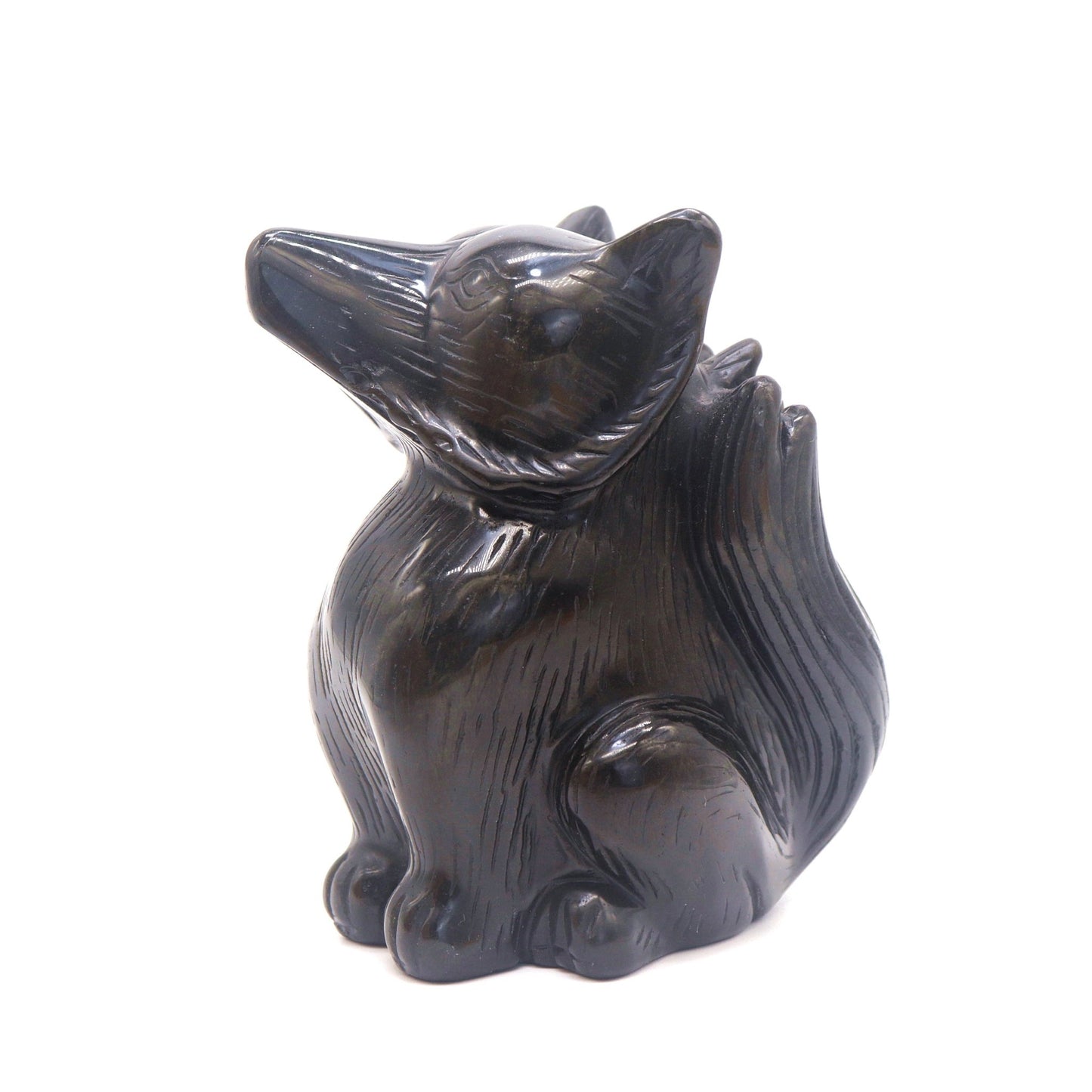1.9lb HandCarved Gold Obsidian Nine Tail Fox Crystal Healing Quartz Reiki - crystaltreasure