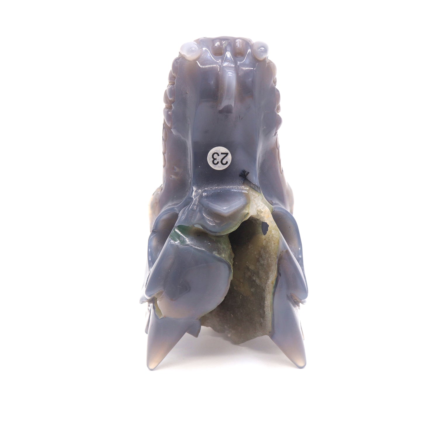 5.5" Hand Carved Druzy Agate Dragon Head Sculpture Crystal Healing Reiki