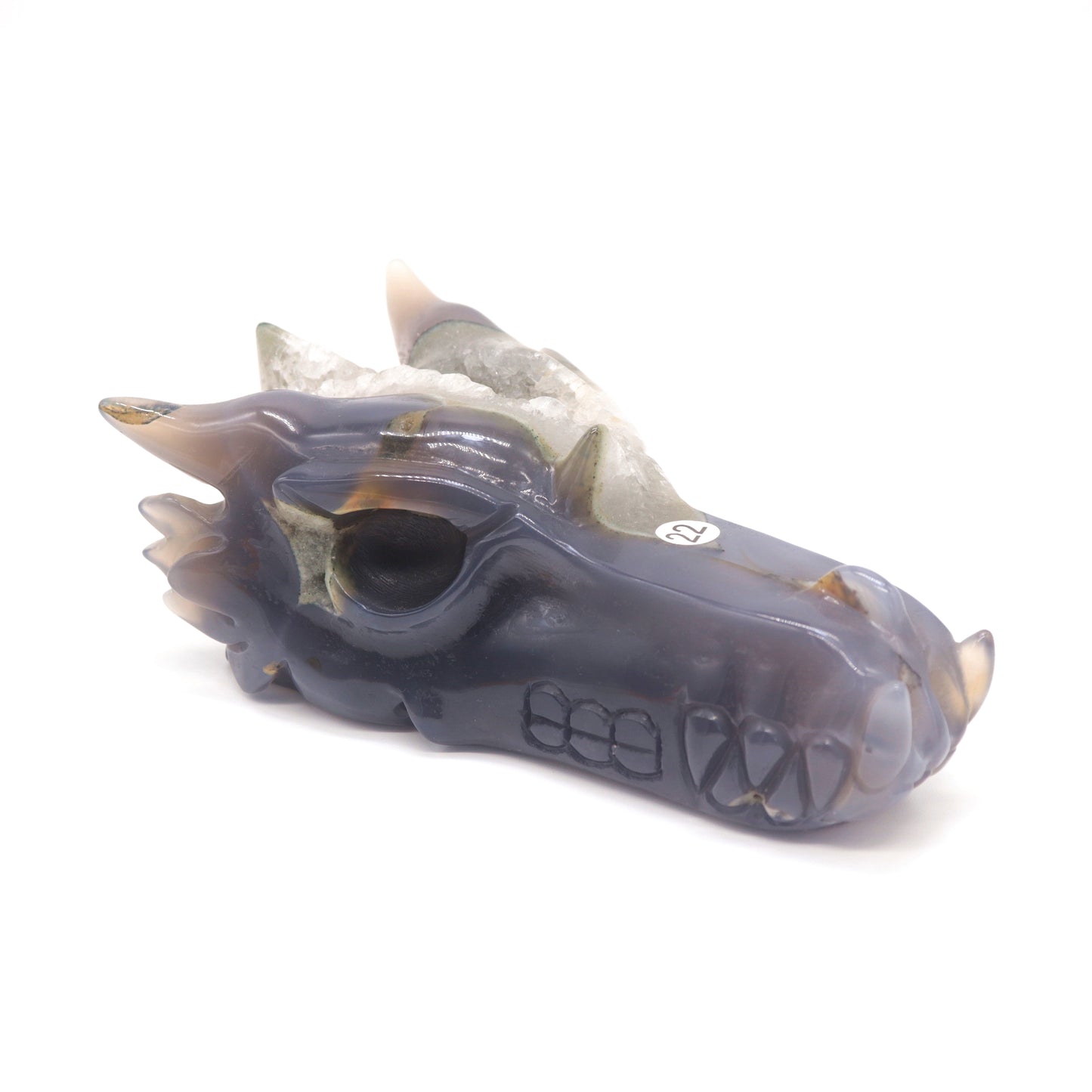 6" Hand Carved Druzy Agate Dragon Head Figurine Crystal Healing Reiki