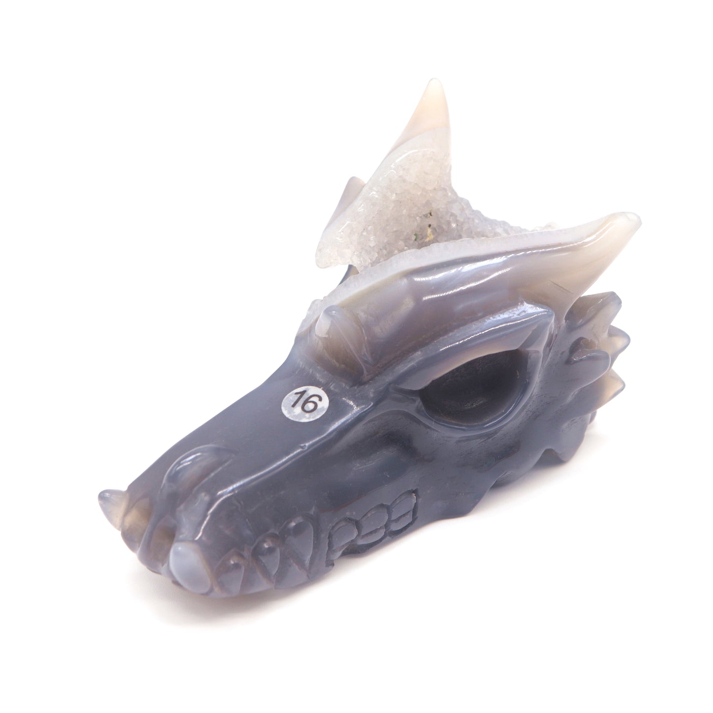 5.3" Hand Carved Druzy Agate Dragon Head Figurine Crystal Healing Reiki