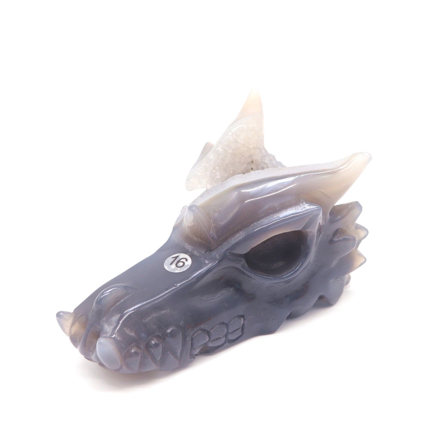 5.3" Hand Carved Druzy Agate Dragon Head Figurine Crystal Healing Reiki