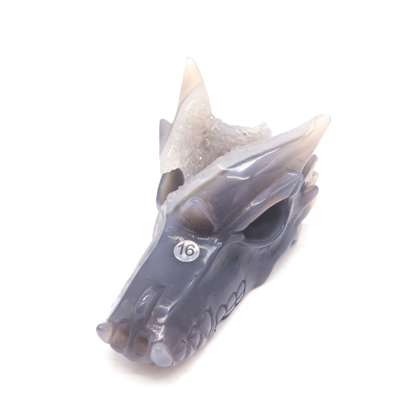 5.3" Hand Carved Druzy Agate Dragon Head Figurine Crystal Healing Reiki