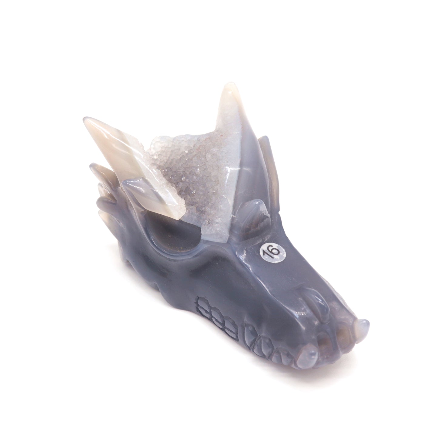 5.3" Hand Carved Druzy Agate Dragon Head Figurine Crystal Healing Reiki