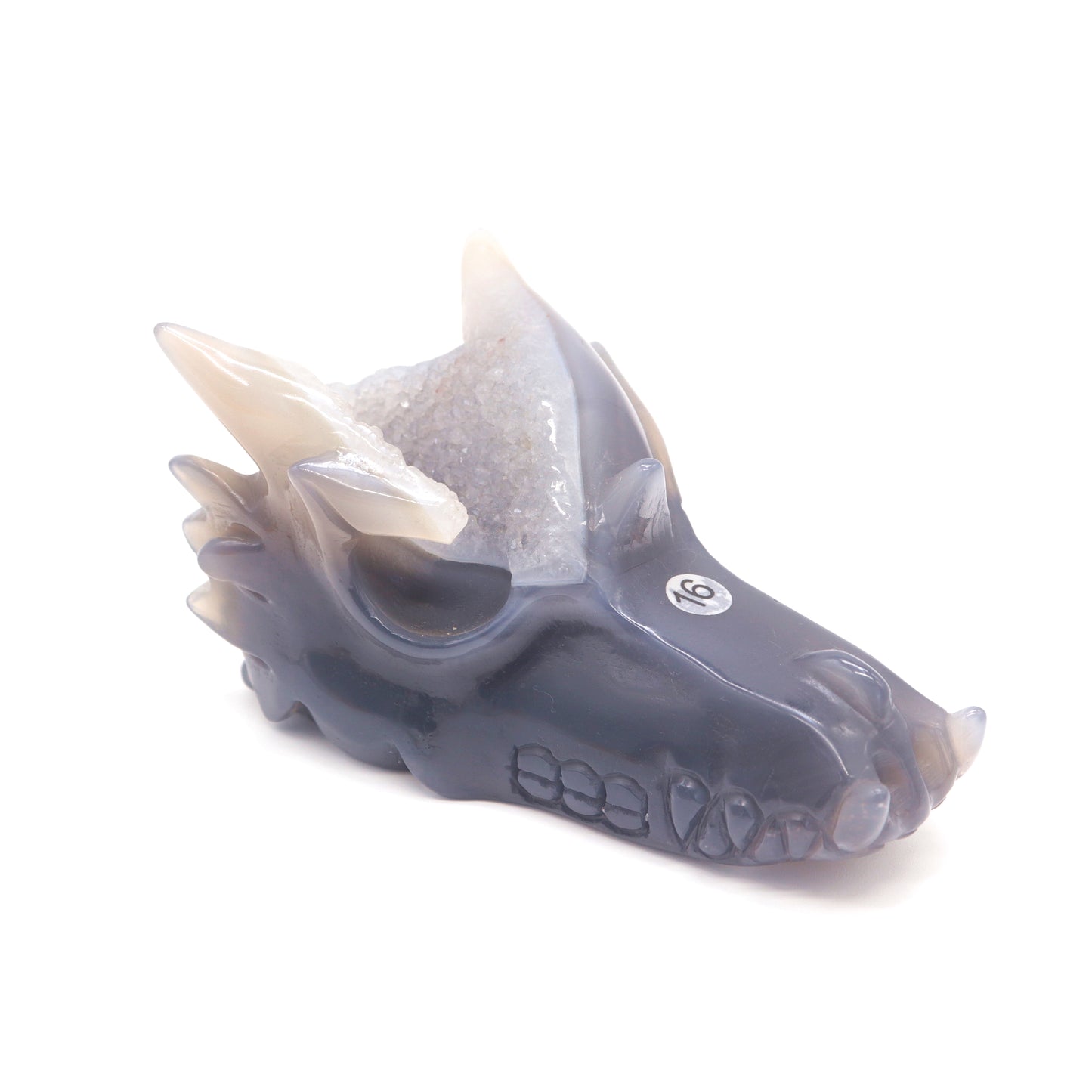 5.3" Hand Carved Druzy Agate Dragon Head Figurine Crystal Healing Reiki