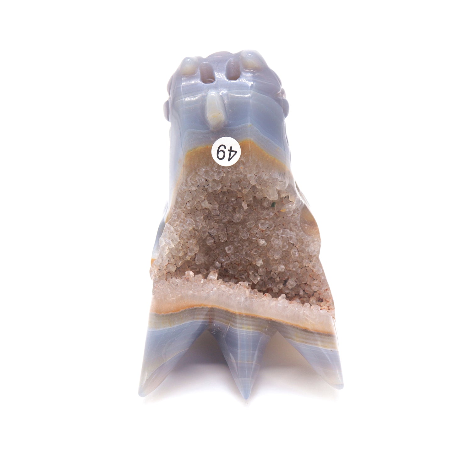 4.5" Hand Carved Druzy Agate Dragon Head Statue Crystal Healing Reiki