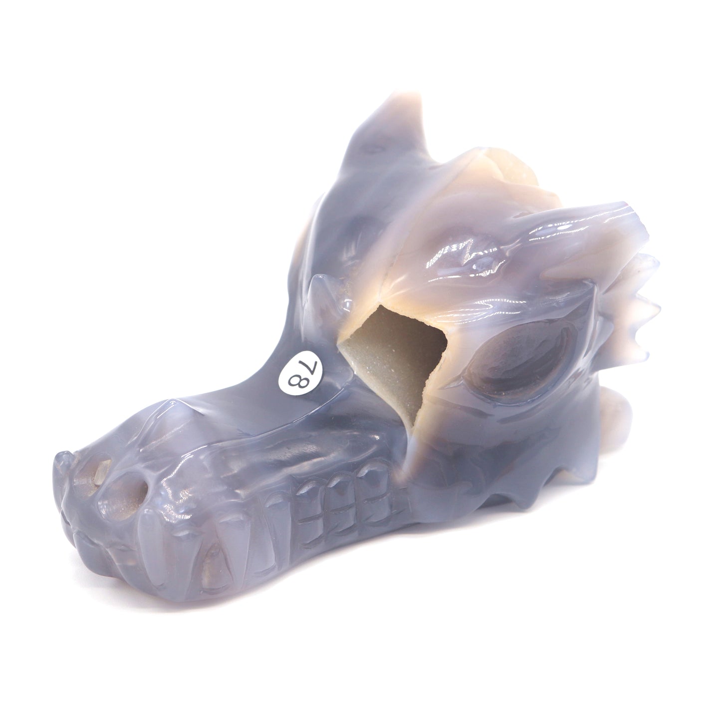 5" Hand Carved Druzy Agate Dragon Head Statue Crystal Healing Reiki