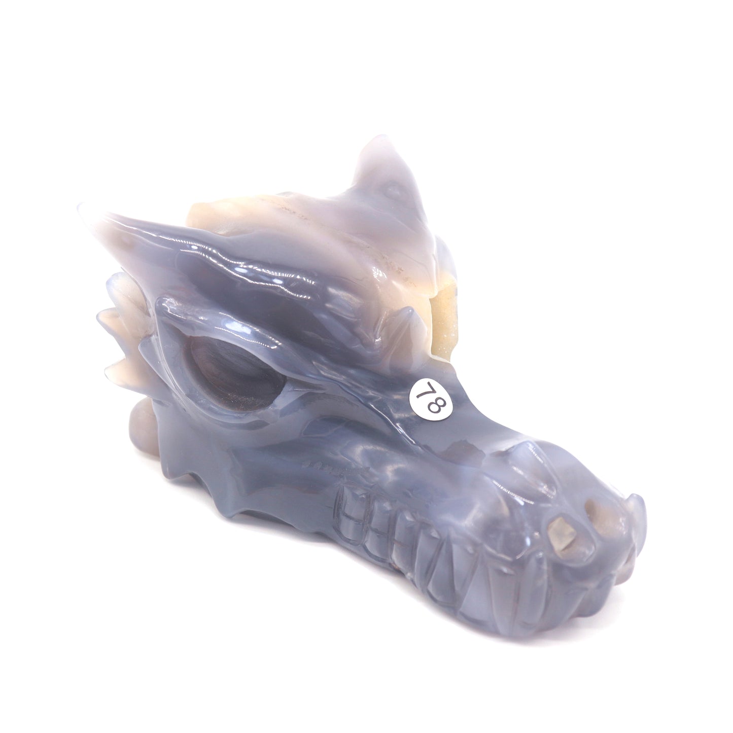 5" Hand Carved Druzy Agate Dragon Head Statue Crystal Healing Reiki