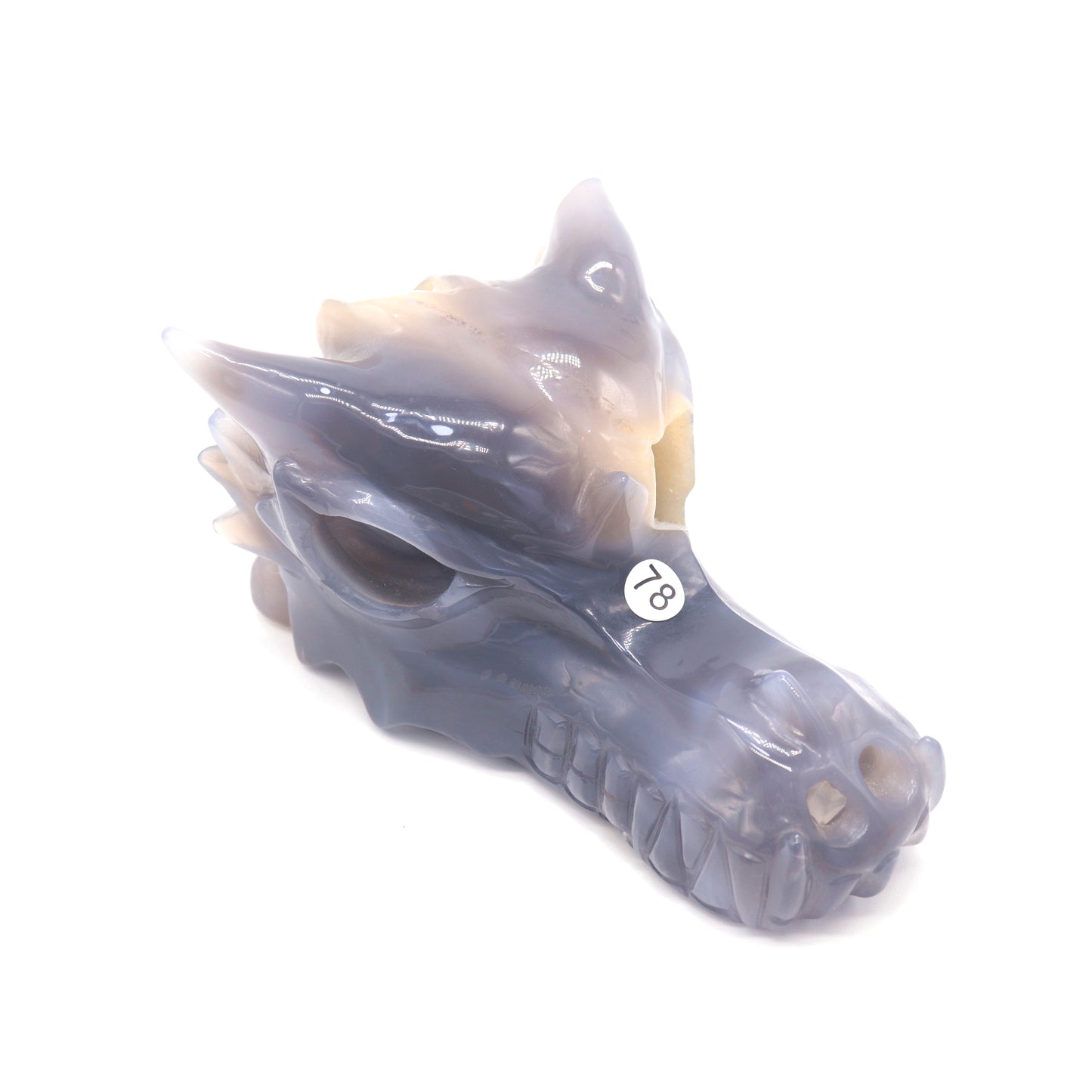 5" Hand Carved Druzy Agate Dragon Head Statue Crystal Healing Reiki