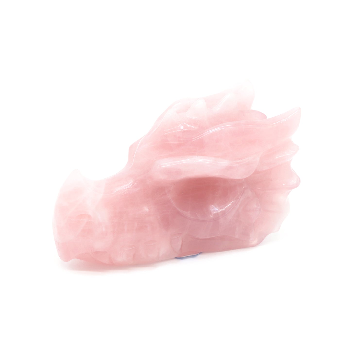4.5" Natural Rose Quartz Dragon Head Statue Crystal Healing Reiki