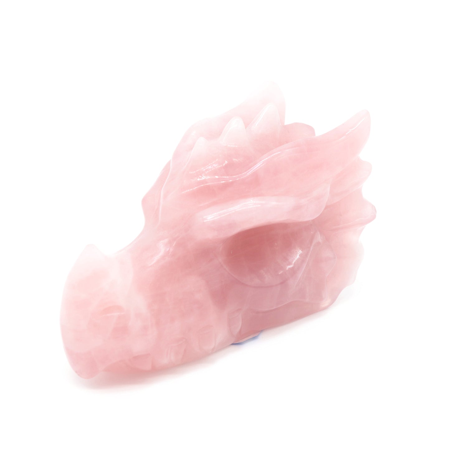 4.5" Natural Rose Quartz Dragon Head Statue Crystal Healing Reiki