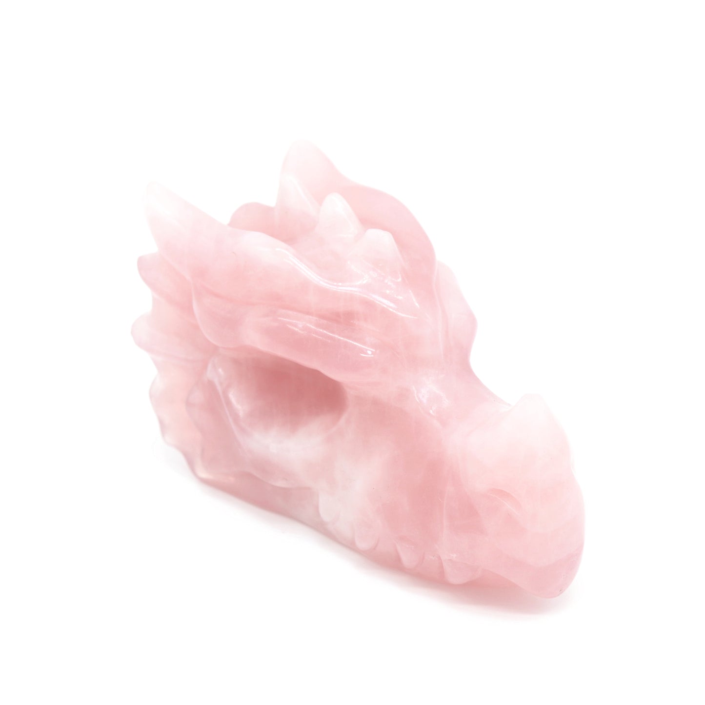 4.5" Natural Rose Quartz Dragon Head Statue Crystal Healing Reiki
