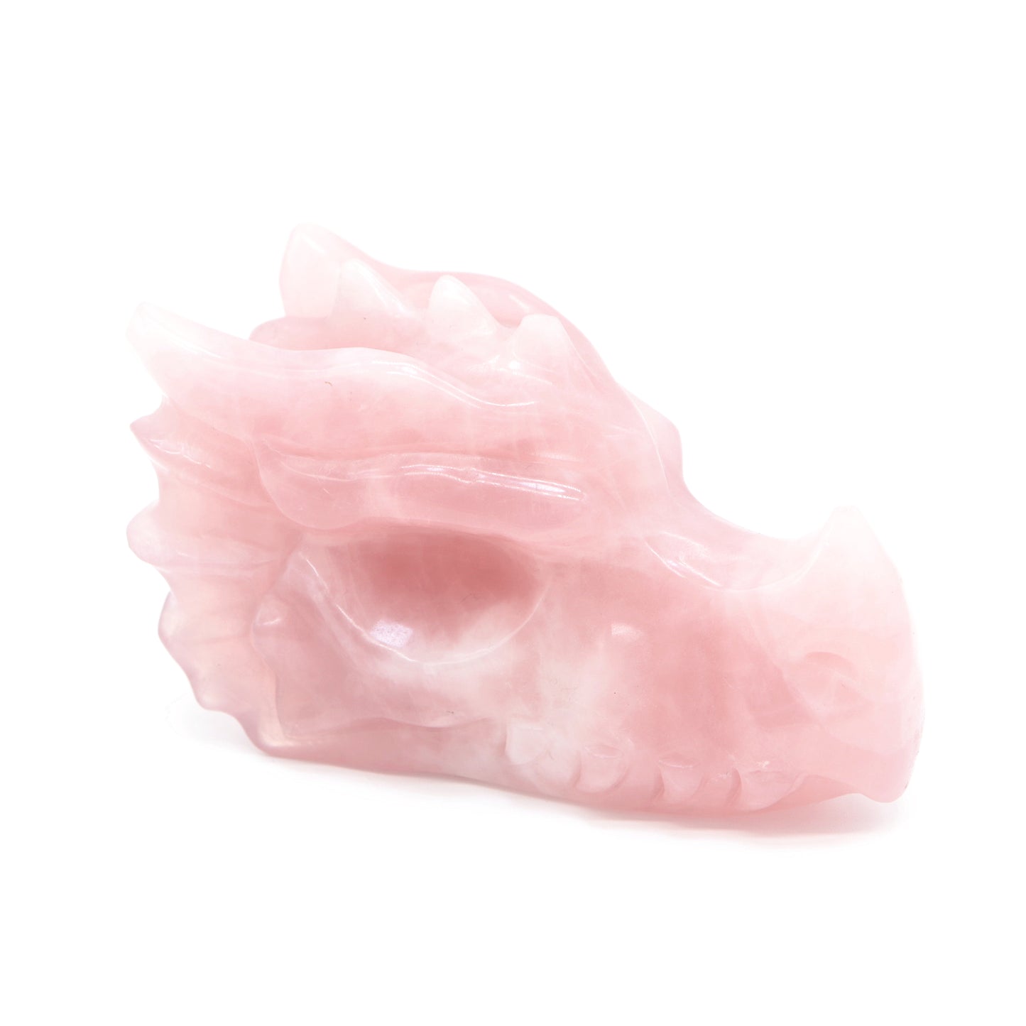 4.5" Natural Rose Quartz Dragon Head Statue Crystal Healing Reiki