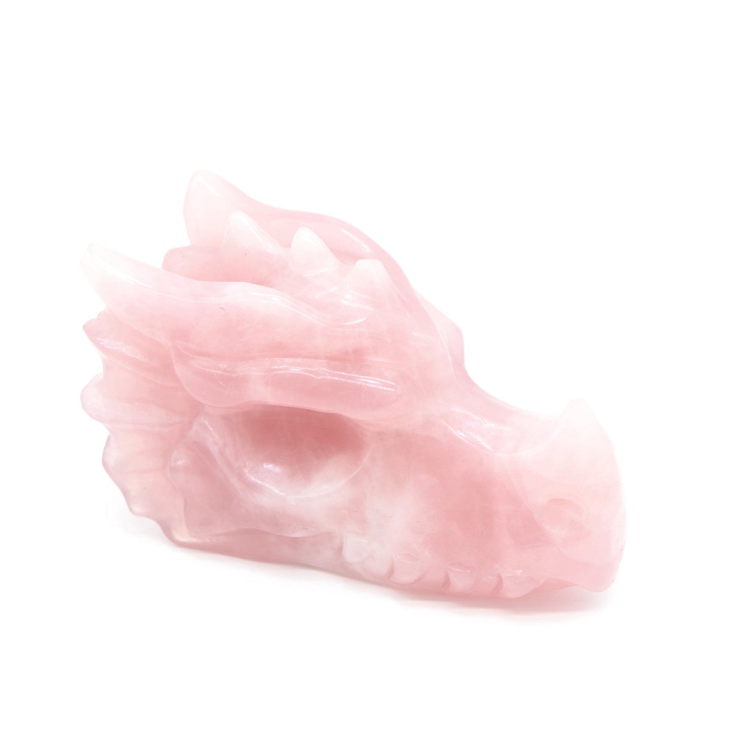 4.5" Natural Rose Quartz Dragon Head Statue Crystal Healing Reiki