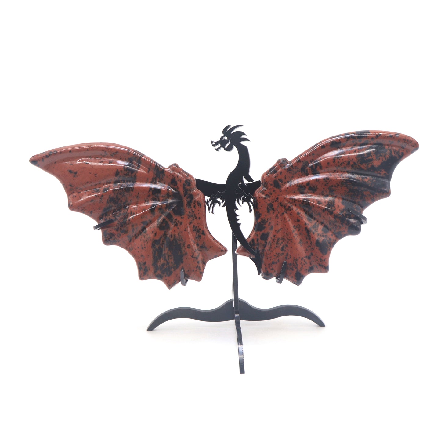 Natural Red Obsidian Dragon wings Crystal Healing + stand 1pc