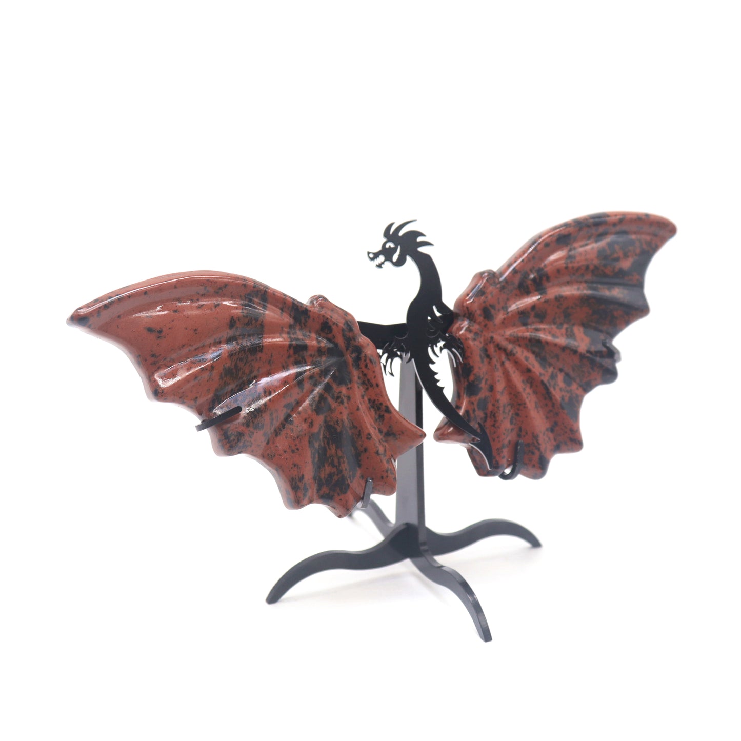 Natural Red Obsidian Dragon wings Crystal Healing + stand 1pc