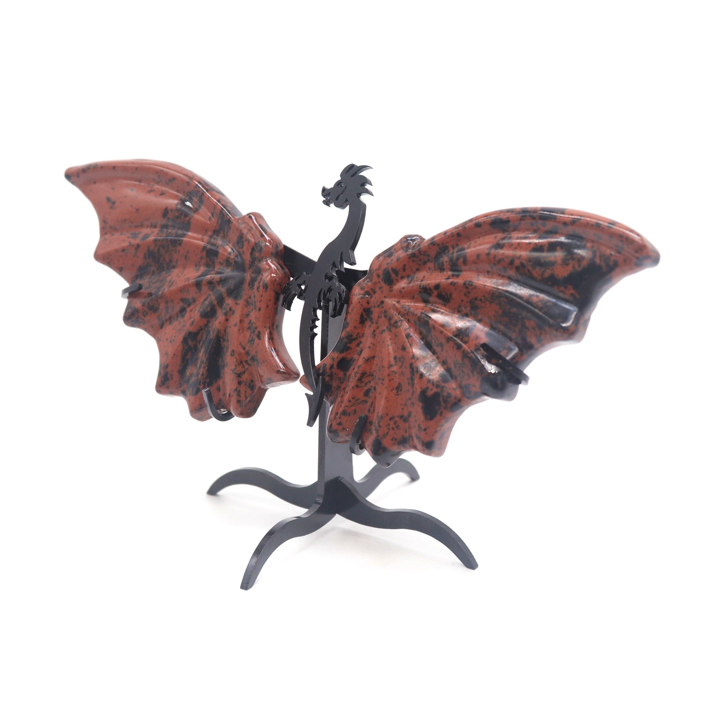 Natural Red Obsidian Dragon wings Crystal Healing + stand 1pc