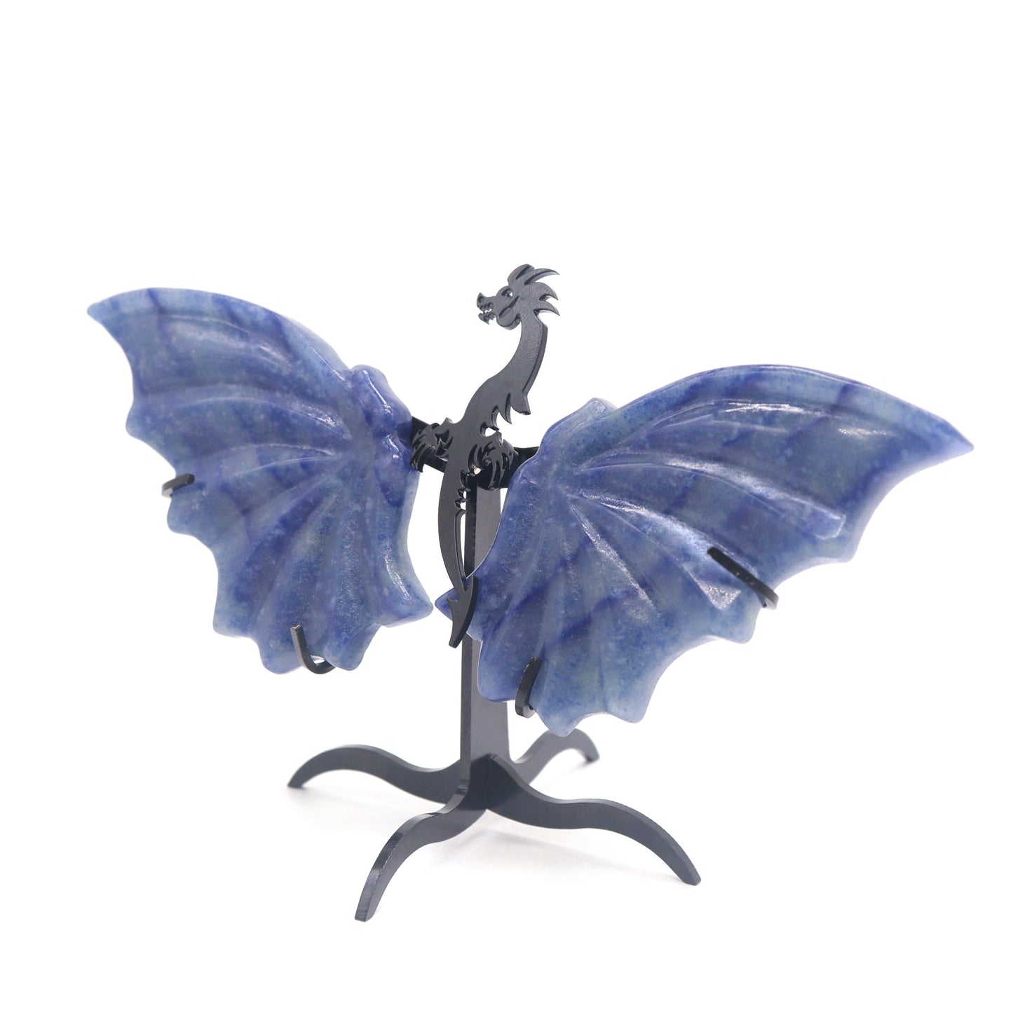 Natural Blue Aventurine Jade Dragon wings Crystal Healing + stand 1pc
