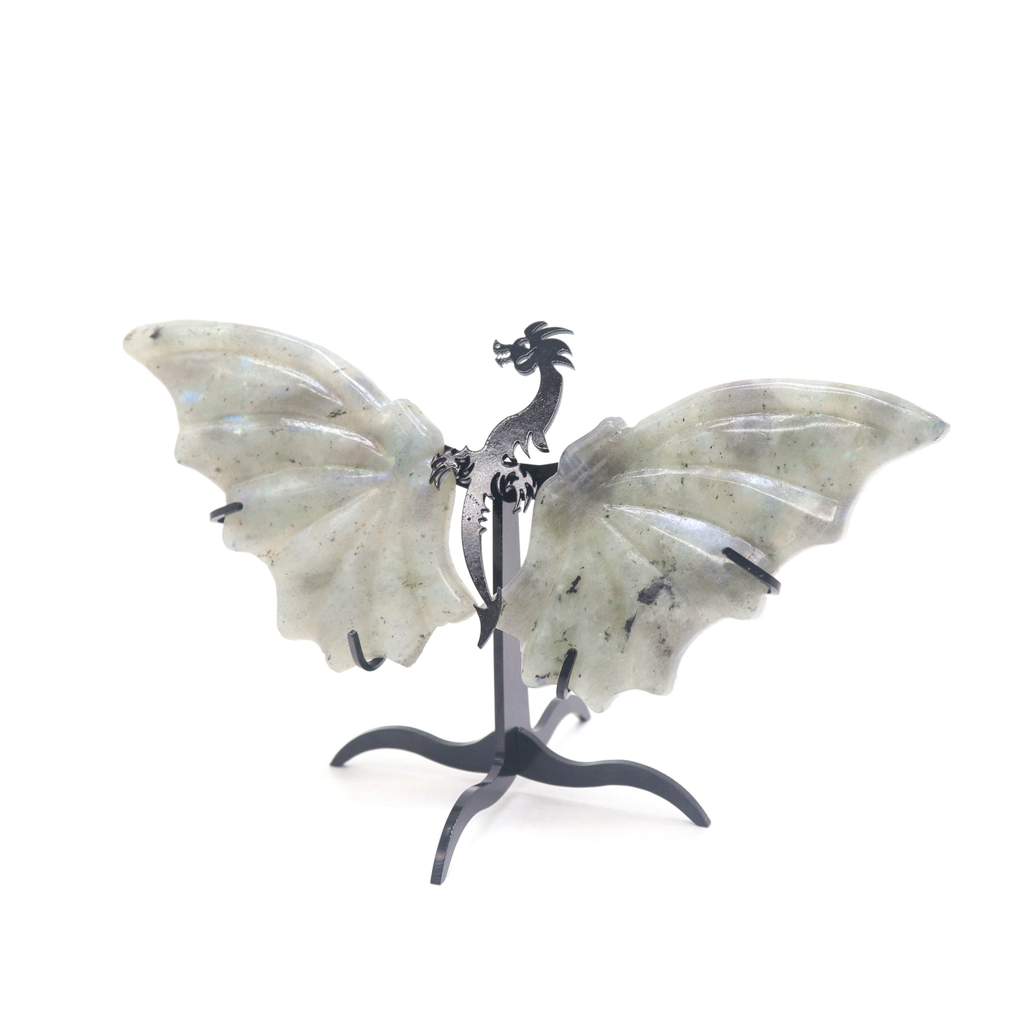 Natural Labradorite Dragon wings Crystal Healing + stand 1pc