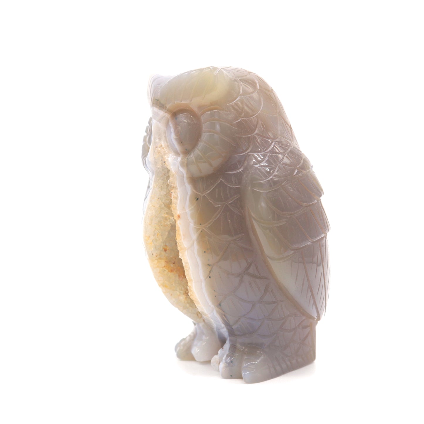 4" HandCarved Druzy agate Owl Crystal Healing Quartz Reiki
