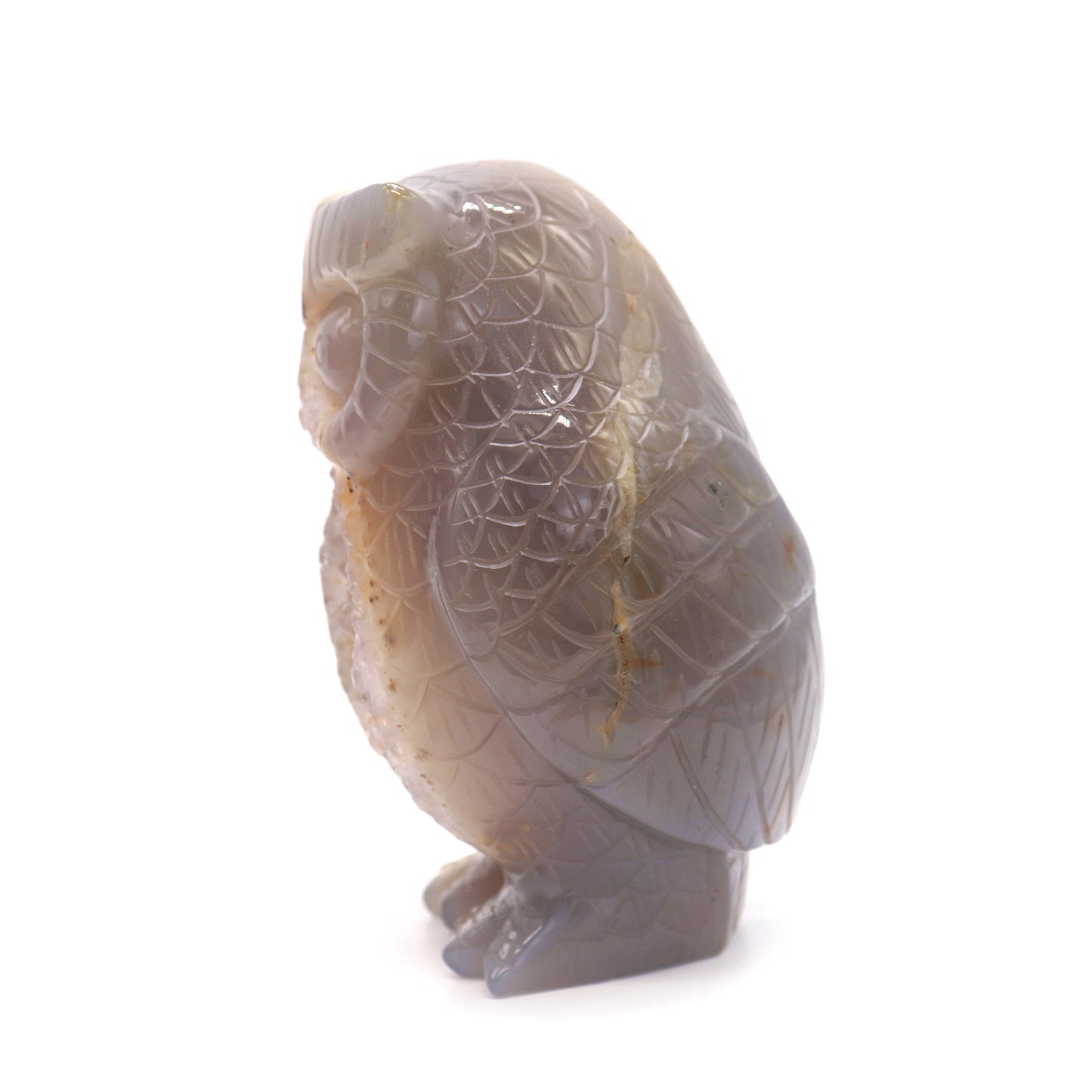 4.2" HandCarved Druzy agate Owl Crystal Healing Quartz Reiki Decorate Gift