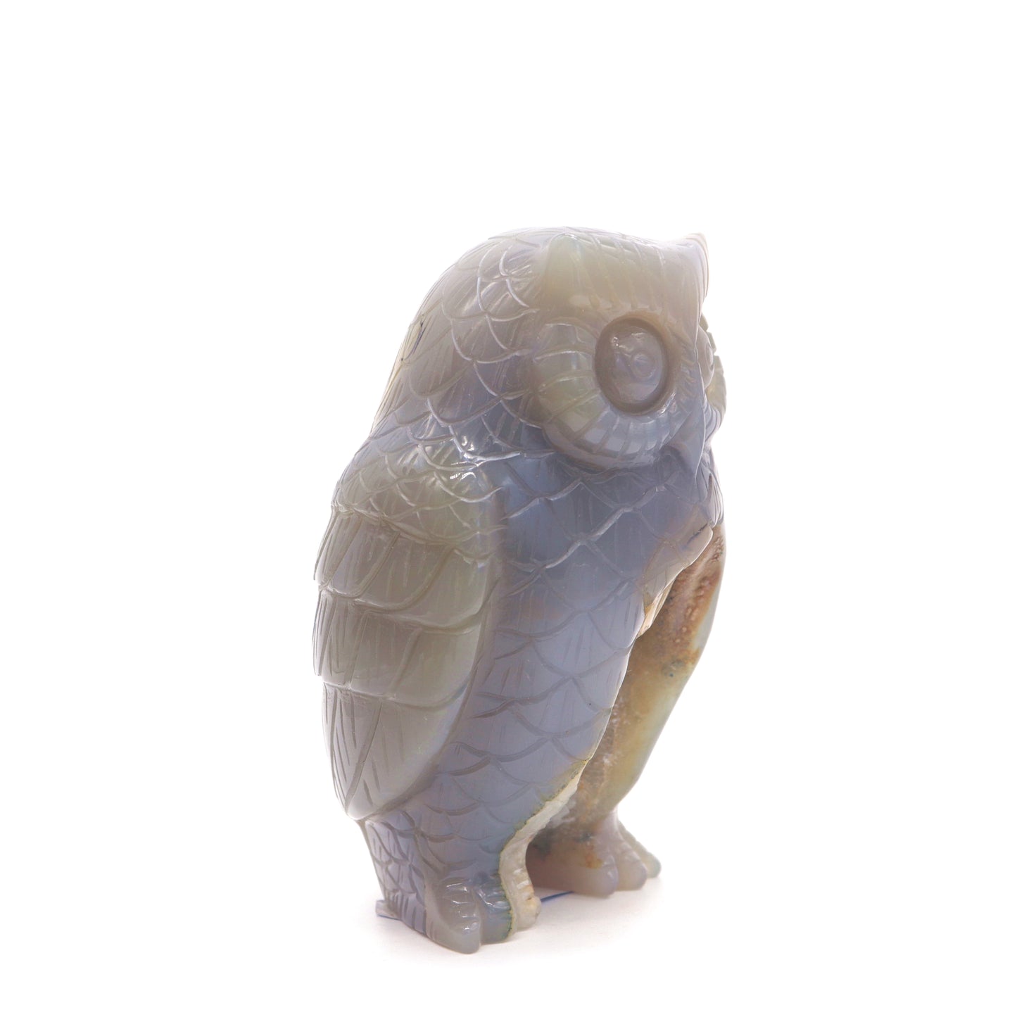 4.2" HandCarved Druzy agate Owl Crystal Healing Quartz Reiki Decorate Gift