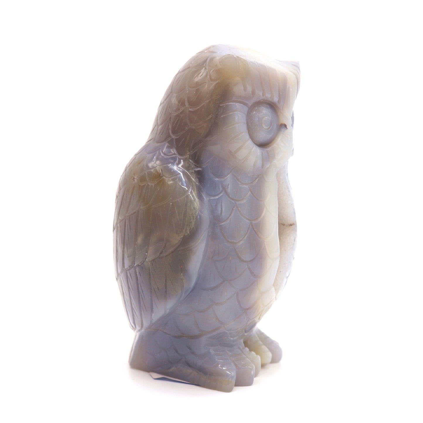 4.2" HandCarved Druzy agate Crystal Owl Quartz Reiki Decorate Gift