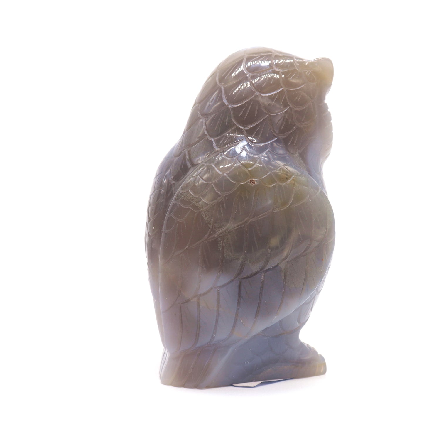 4.2" HandCarved Druzy agate Crystal Owl Quartz Reiki Decorate Gift