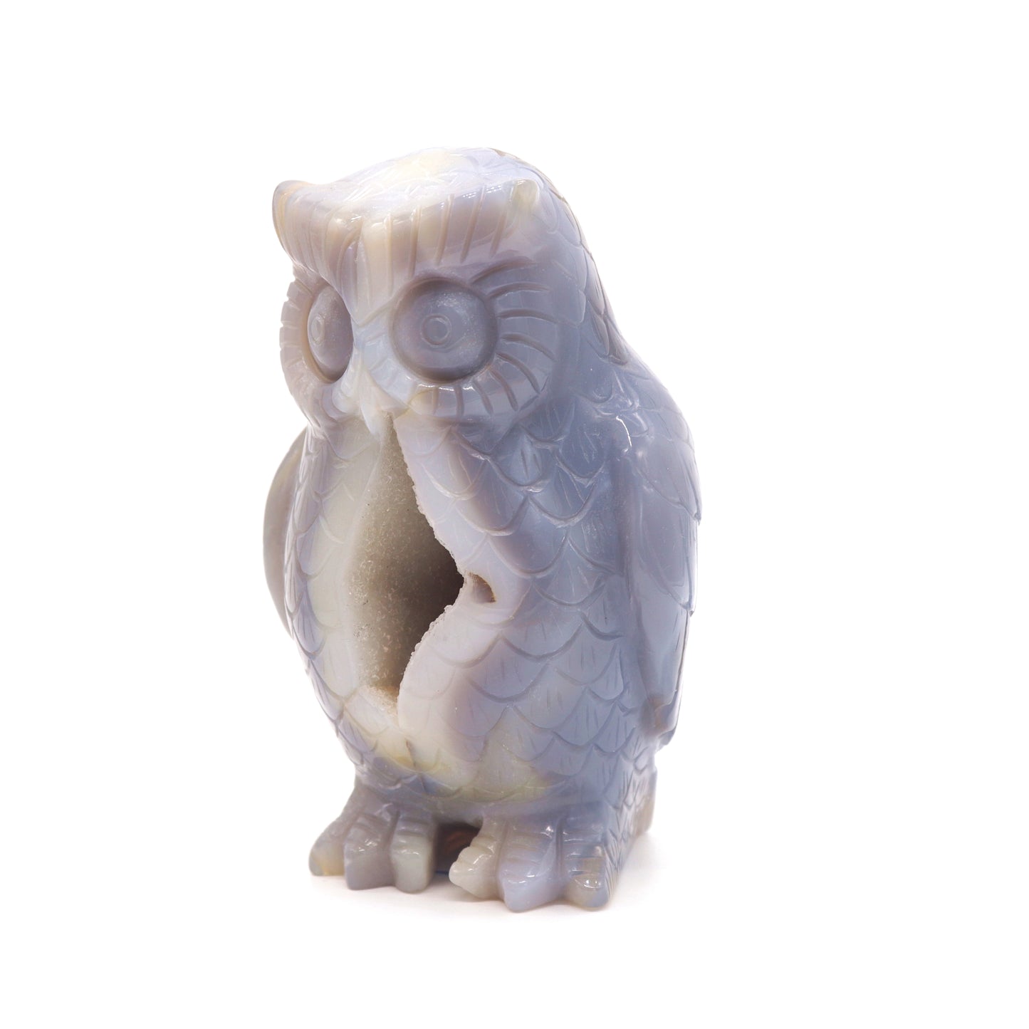 4.2" HandCarved Druzy agate Crystal Owl Quartz Reiki Decorate Gift