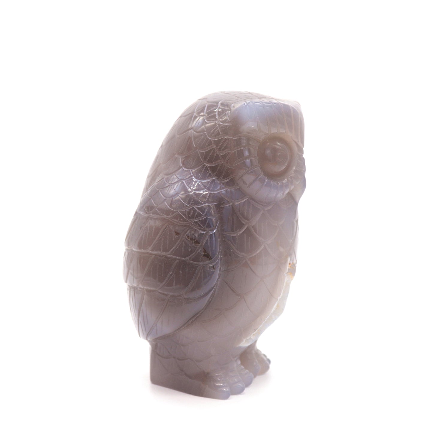 4.3" HandCarved Druzy agate Owl Crystal Healing Quartz Reiki Decorate Gift