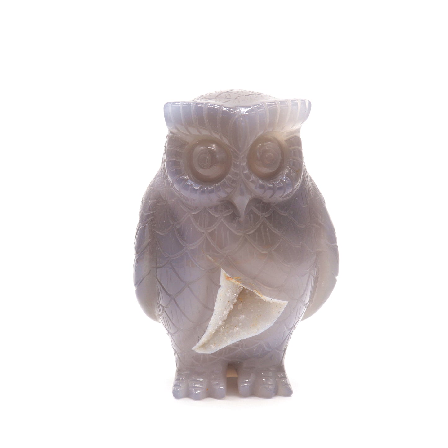 4.3" HandCarved Druzy agate Owl Crystal Healing Quartz Reiki Decorate Gift