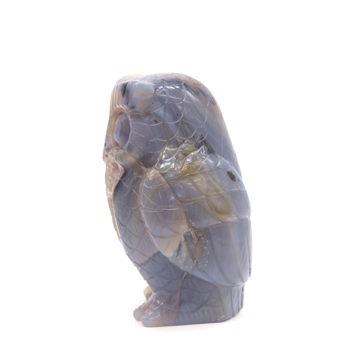 4" HandCarved Druzy agate Owl Crystal Healing Quartz Reiki Decorate Gift