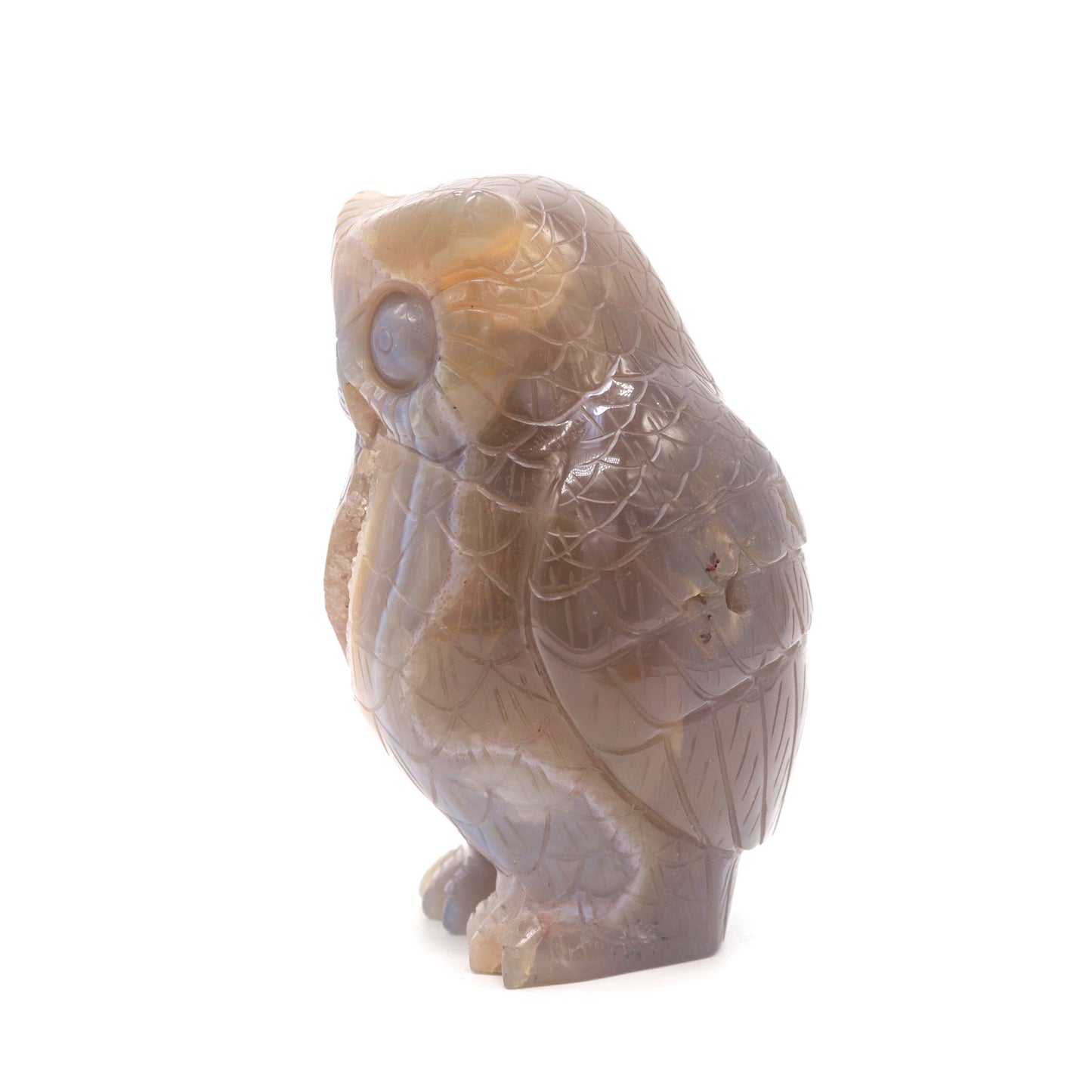 4.8" HandCarved Druzy agate Owl Crystal Healing Quartz Reiki Decorate Gift