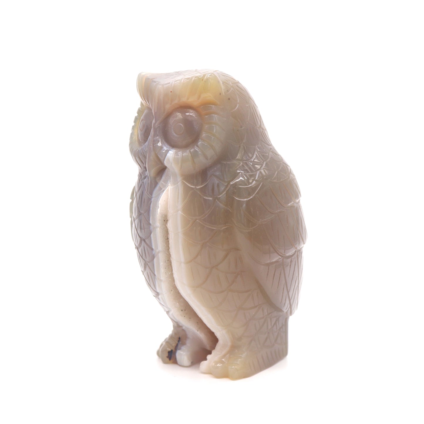 4" HandCarved Druzy agate Owl Crystal Healing Quartz Reiki Decorate Gift