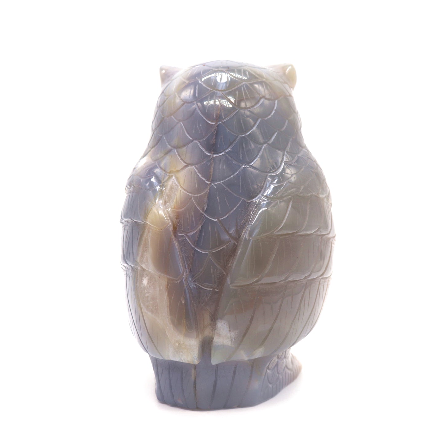 4.8" HandCarved Druzy agate Crystal Owl Quartz Reiki Decorate Gift