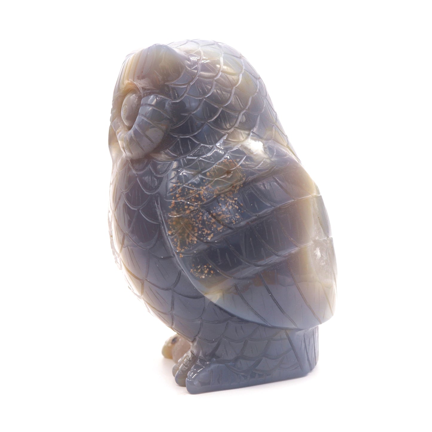 4.8" HandCarved Druzy agate Crystal Owl Quartz Reiki Decorate Gift