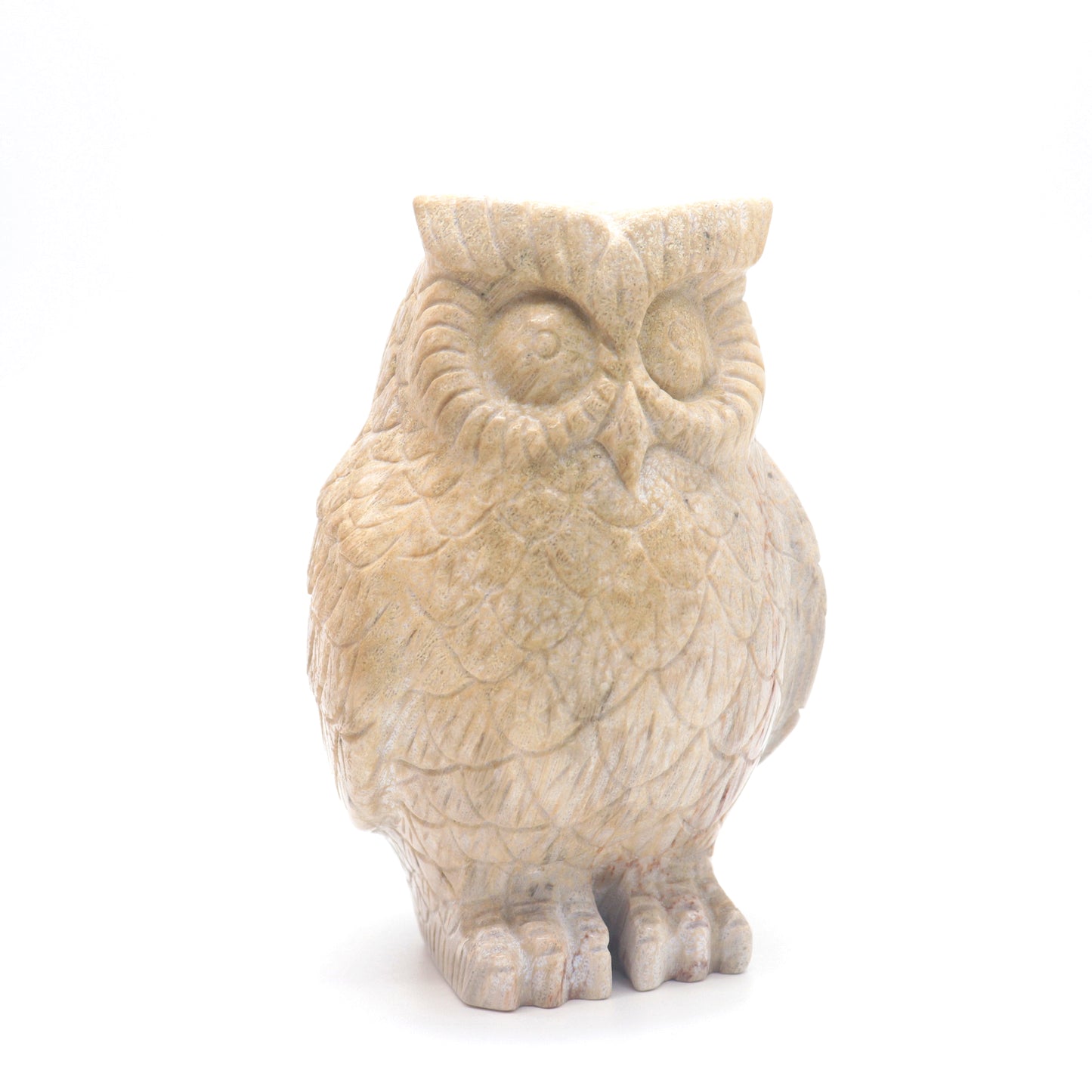 4.5" HandCarved Coral Jade Crystal Owl Healing Quartz Reiki Decorate Gift