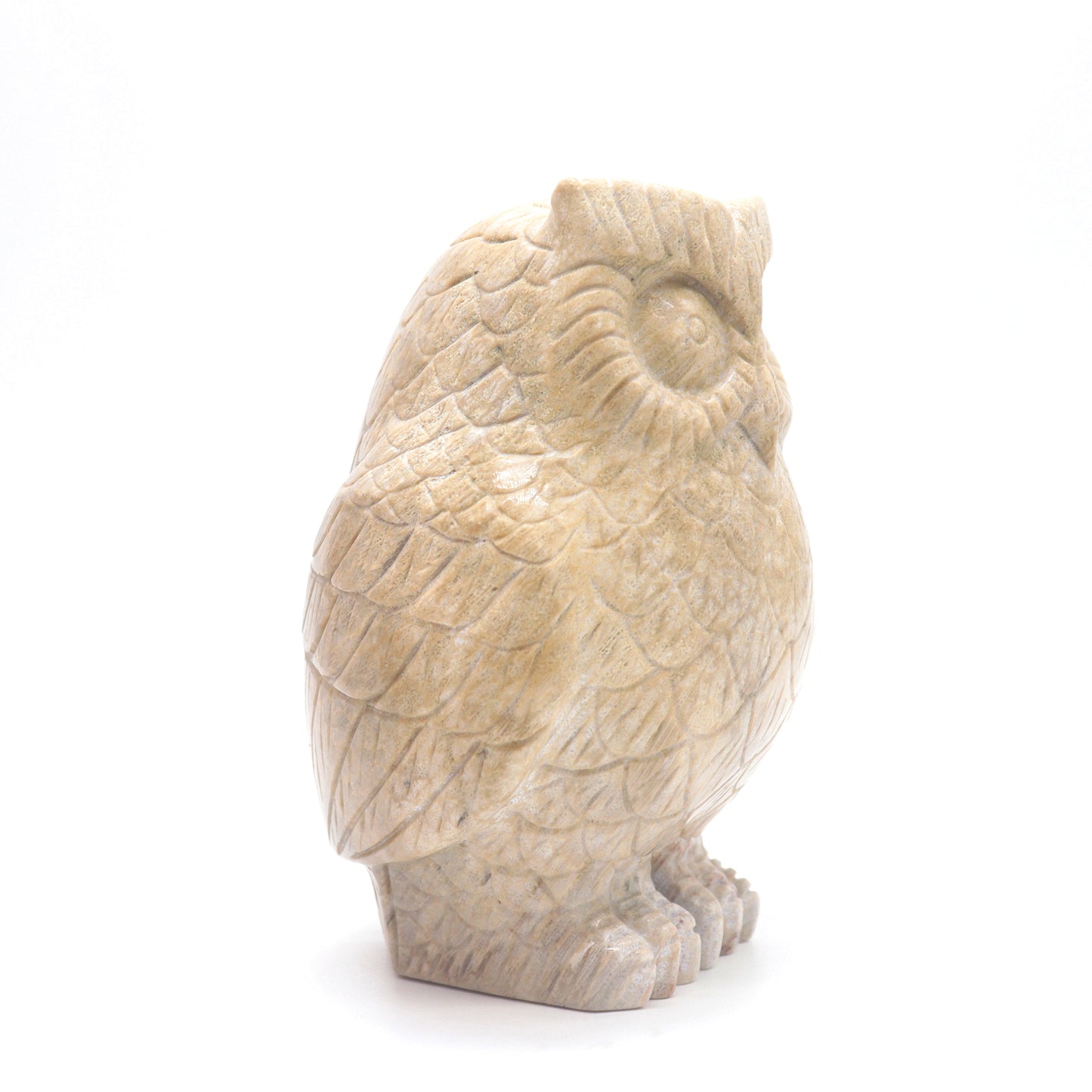 4.5" HandCarved Coral Jade Crystal Owl Healing Quartz Reiki Decorate Gift