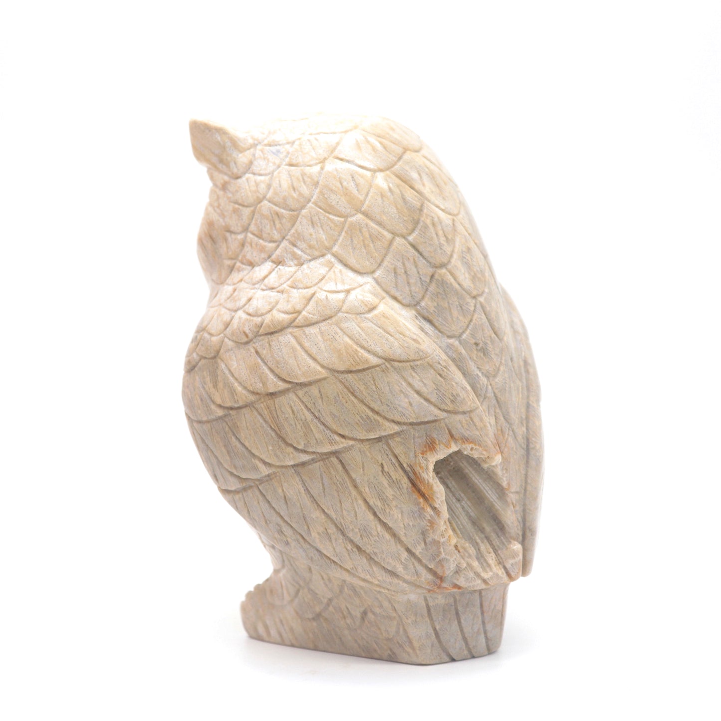 4.5" HandCarved Coral Jade Crystal Owl Healing Quartz Reiki Decorate Gift