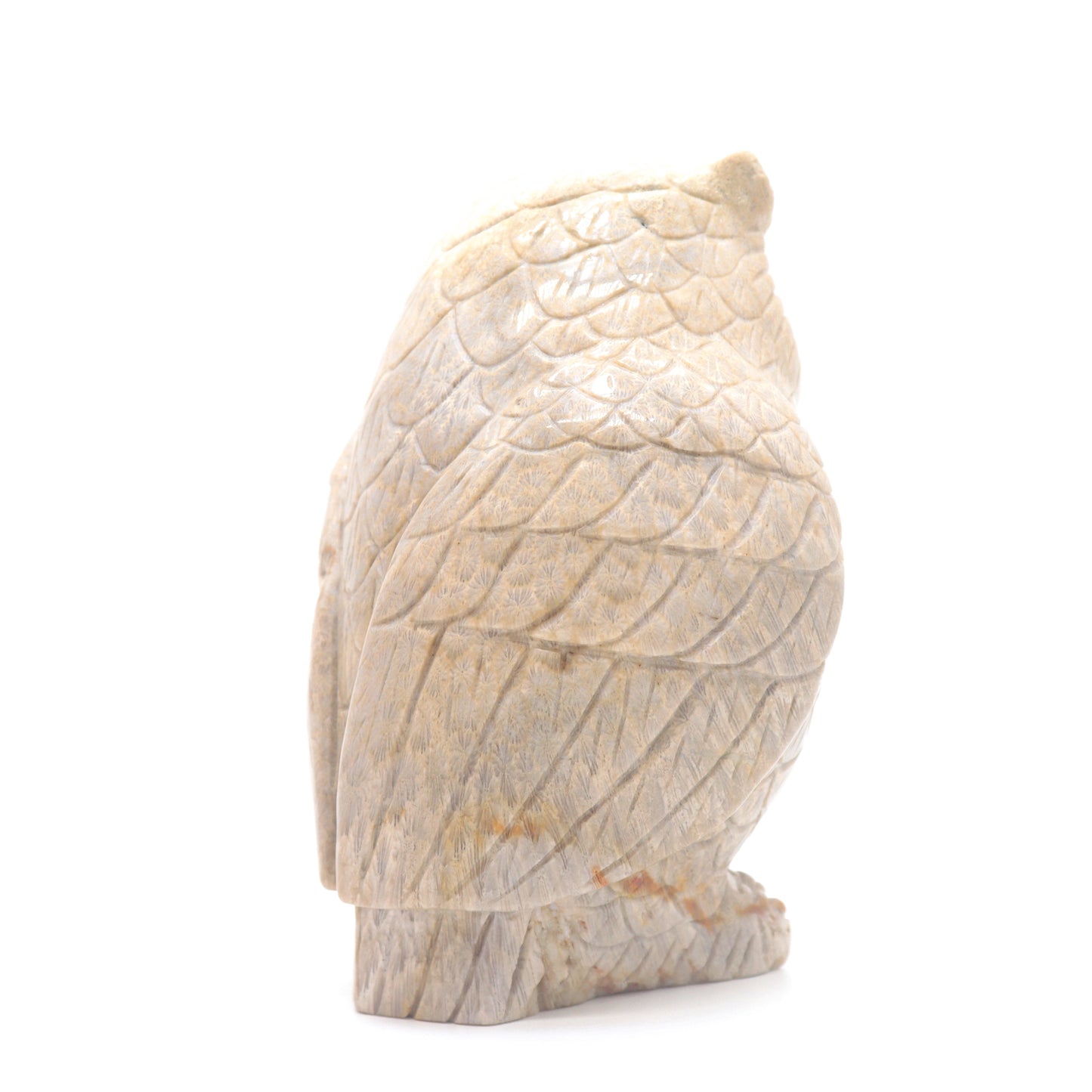 4.3" HandCarved Coral Jade Owl Crystal Healing Quartz Reiki Decorate Gift
