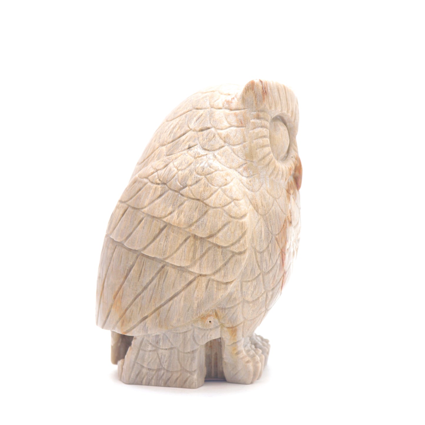 4.1" HandCarved Coral Jade Owl Crystal Healing Quartz Reiki Decorate Gift
