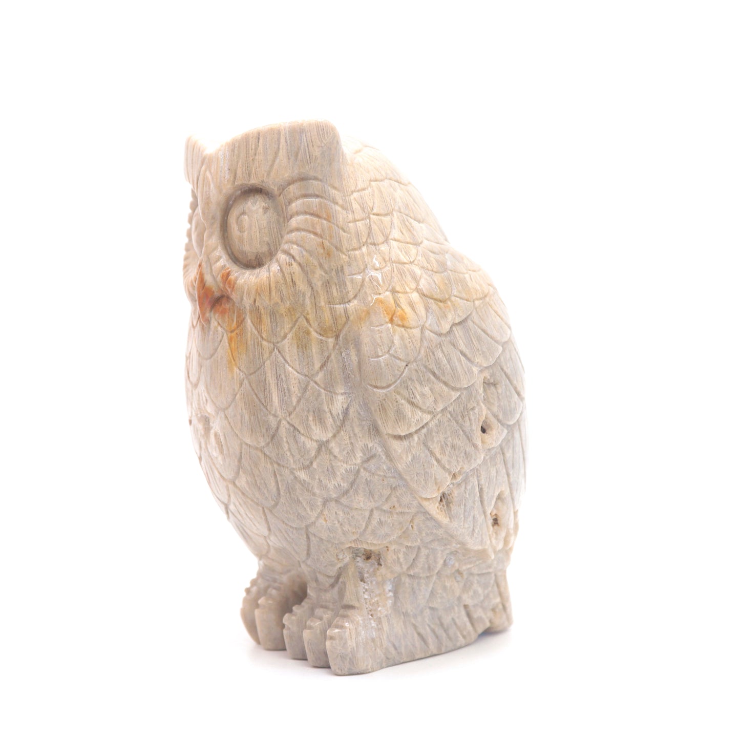 4.1" HandCarved Coral Jade Owl Crystal Healing Quartz Reiki Decorate Gift