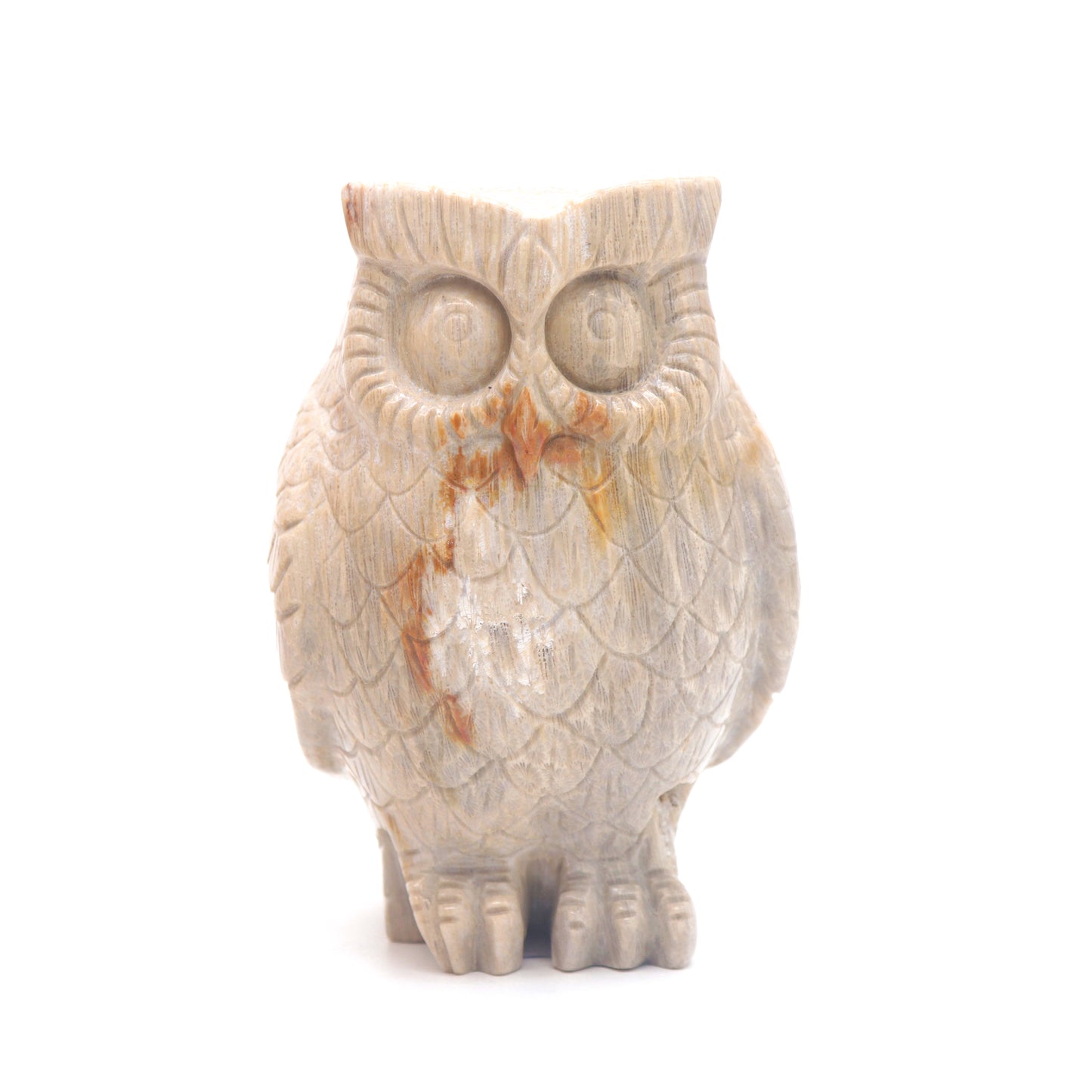 4.1" HandCarved Coral Jade Owl Crystal Healing Quartz Reiki Decorate Gift