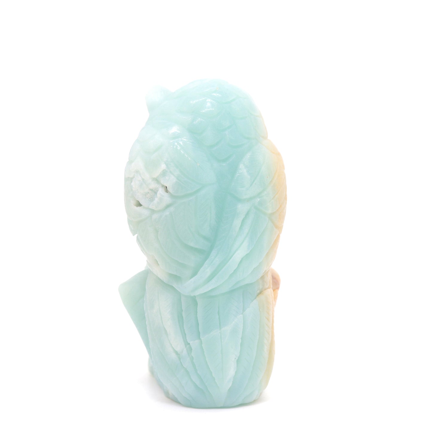 4.1" HandCarved Amazonite Crystal Owl Caribbean Calcite Quartz Reiki Gift