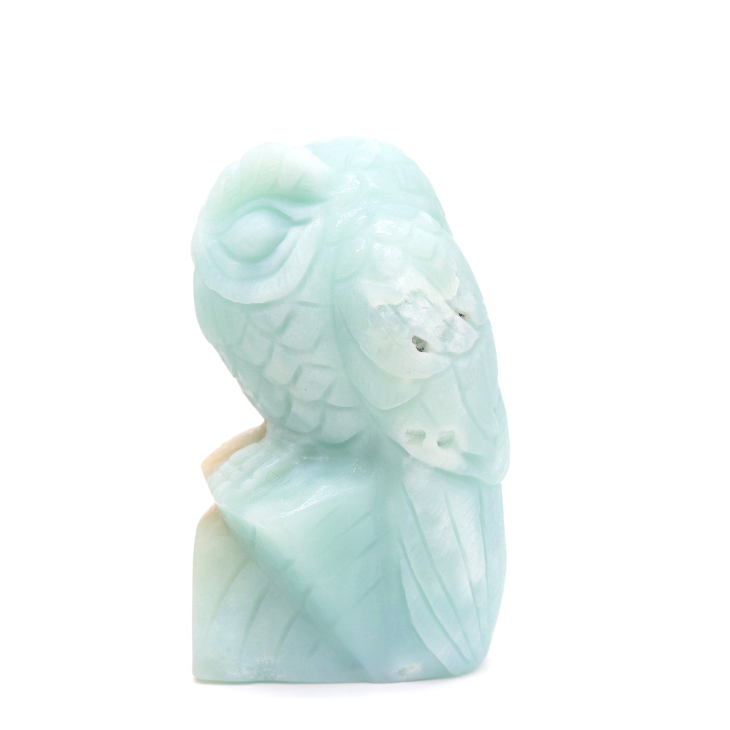 4.1" HandCarved Amazonite Crystal Owl Caribbean Calcite Quartz Reiki Gift