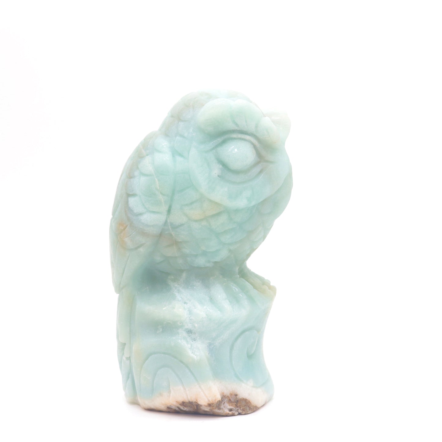 5" HandCarved Amazonite Owl Caribbean Calcite Crystal Healing Quartz Reiki Decorate Gift